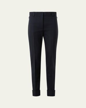 Akris Maxima Wool Stretch Flannel Skinny-Leg Ankle Pants - Blue