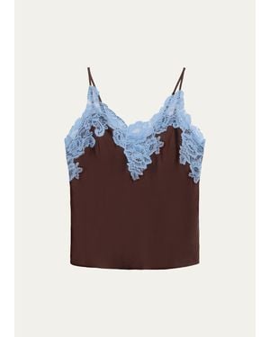 A.L.C. Hana Lace-Trim Satin Top - Purple