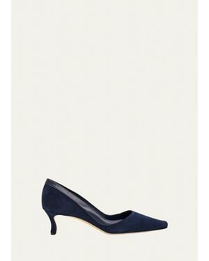 Manolo Blahnik 50Mm Armelia Suede Pumps - Blue