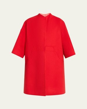 Giorgio Armani Bicolor Virgin Wool Coat - Red