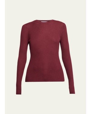 Gabriela Hearst Browning Cashmere-Silk Rib Crewneck Sweater - Red