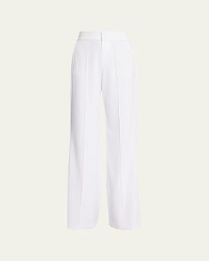Alice + Olivia Dylan High-Waist Wide-Leg Pants - White