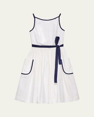 Prada Slubbed Toile Sleeveless Dress - Natural