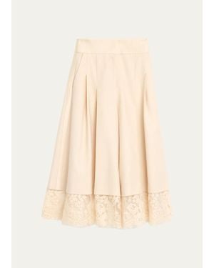 Zimmermann Valiant Lace-Hem Stretch-Wool Skirt - Natural