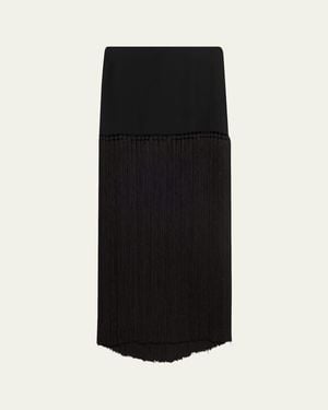 Michael Kors Tassel Wool Gabardine Maxi Skirt - Black