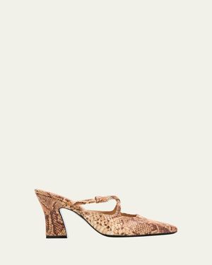 JW Anderson Crisscross Snake-Embossed Leather Mules - Natural