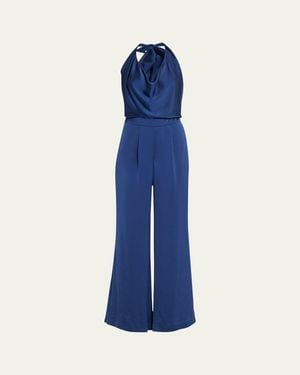 Ramy Brook Harriet Satin Halter Jumpsuit - Blue