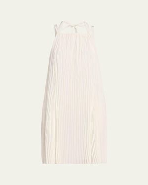 Vince Pleated A-Line Halter Dress With Pockets - Natural