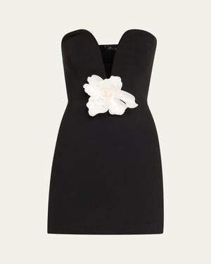 Halston Anabelle Strapless Plunge Crepe Mini Dress - Black