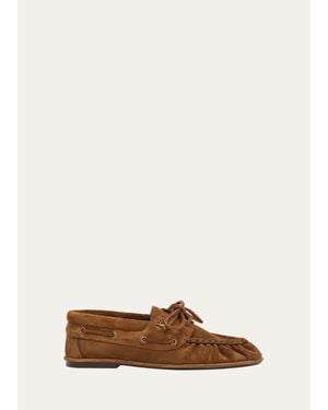 Saint Laurent Le Suede Boat Loafers - Natural