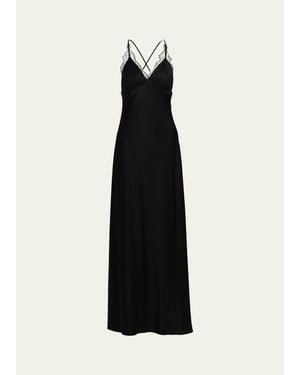 Kobi Halperin Evin Lace-Trim Satin Maxi Dress - Black
