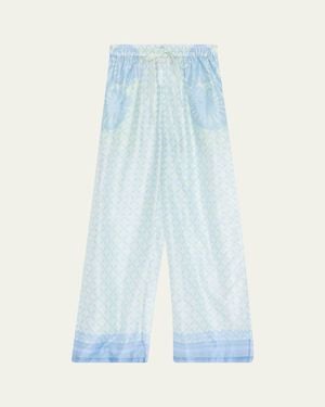 Shani Macey Wide-Leg Drawstring Pants - Blue