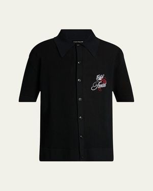 Amiri Club Crochet Short-Sleeve Shirt - Black