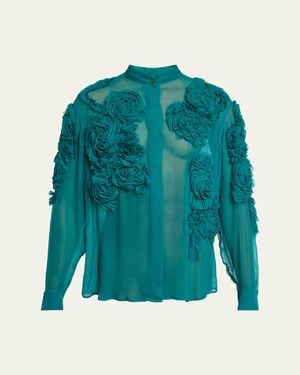Dries Van Noten Chowsa Floral Embroidered Blouse - Green