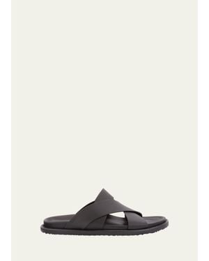 Stuart Weitzman Berkley Leather Criss-Cross Slide Sandals - White