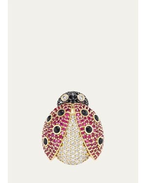 Grace Winfrey 18K Ruby Ladybug Ring With Diamonds - White