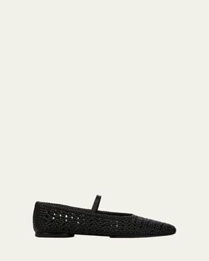 Vince Vivian Crochet Leather Mary Jane Ballerina Flats - White
