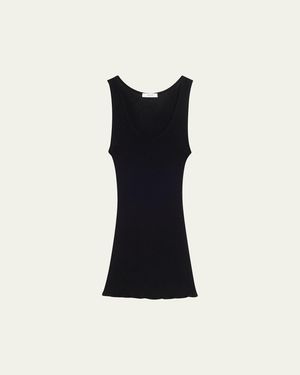 The Row Danel Wool-Silk Rib Tank Top - Black