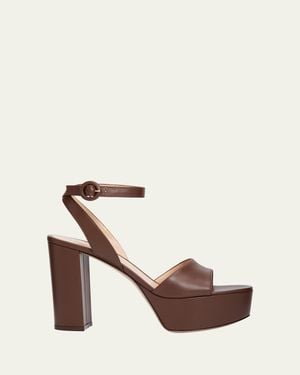 Gianvito Rossi 70Mm Nappa Leather Platform Sandals - Natural