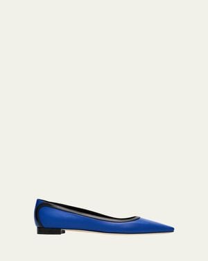 Manolo Blahnik Filotas Bicolor Leather Ballerina Flats - Blue