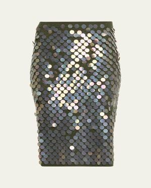 Zankov Sequined Wool-Cashmere Pointelle Knit Midi Skirt - Green