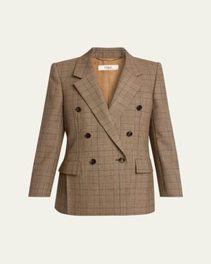 Chloé Double-Breasted Check Tailoring Jacket - Natural