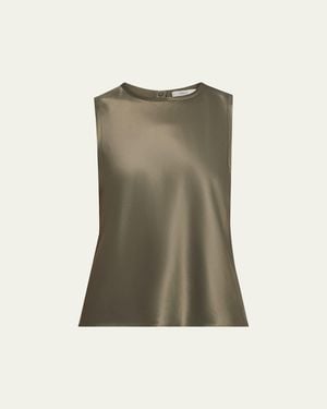 Vince Sleeveless Bias-Cut Satin Top - Green