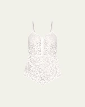 Cosabella Magnolia Semisheer Lace Teddy Romper - White