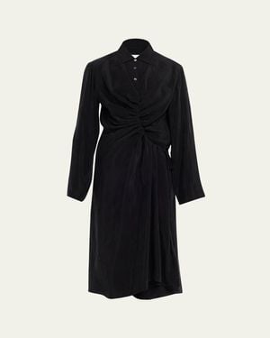 MM6 by Maison Margiela Draped Long-Sleeve Shirtdress - Black