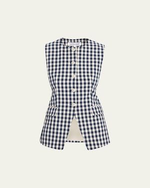 Veronica Beard Lois Tailored Gingham Vest - Blue