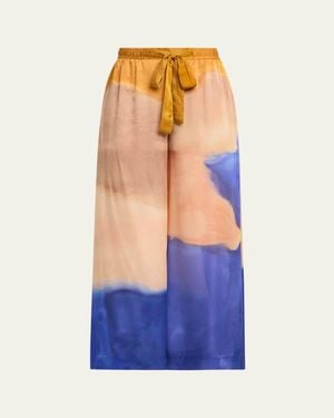 Ulla Johnson X Helen Frankenthaler Julien Silk-Chiffon Pants - Blue