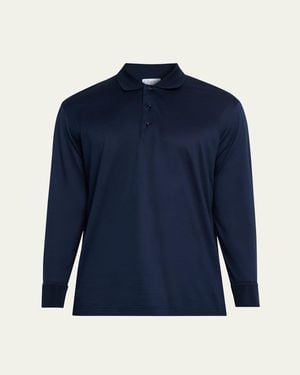 Charvet Cotton Jersey Long-Sleeve Polo Shirt - Blue
