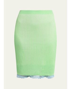 Versace Ribbed Lace Skirt - Green