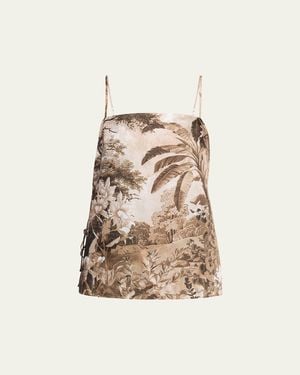 Kobi Halperin Gwen Sleeveless Botanical-Print Blouse - Natural