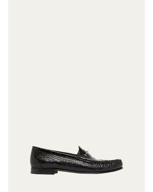 Tom Ford Oscar Croc-Embossed Leather Loafers - White