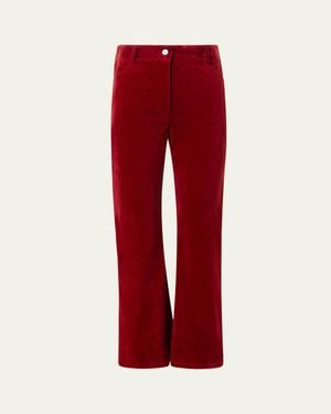 Akris Punto Cali Cropped Stretch Velvet Bootcut Pants - Red