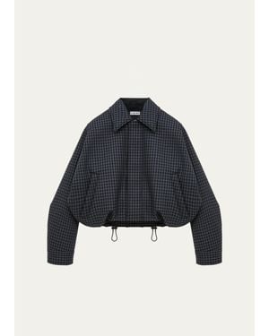 Loewe Check Wool-Blend Drawstring Balloon Jacket - Blue