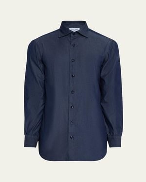 Cesare Attolini Denim Sport Shirt - Blue