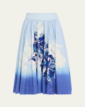 Kobi Halperin Selwyn Ombre Sequin Floral-Print Midi Skirt - Blue