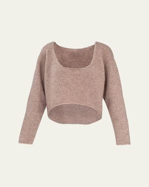 AISLING CAMPS Reversible Round-Neck Crop Sweater - Natural