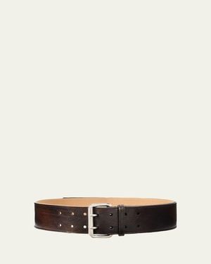 Ralph Lauren Pebbled Vachetta Leather Belt - White