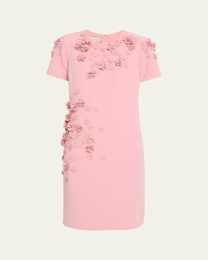 Teri Jon Floral Applique Crepe Dress - Pink