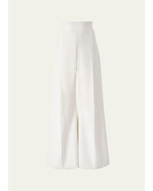 Carolina Herrera Diane High-Rise Wool Wide-Leg Pants - White
