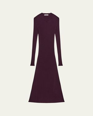 Helmut Lang Open-Back Ribbed Wool Dress - Purple
