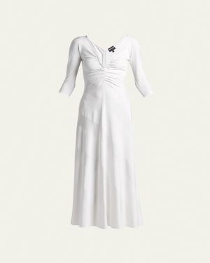 Giorgio Armani Diagonal Striped Jacquard Jersey Maxi Dress - White