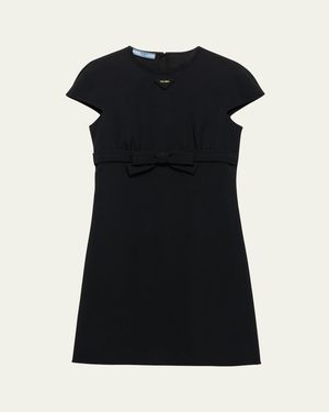 Prada Crystal Bow A-Line Mini Dress in Black | Lyst