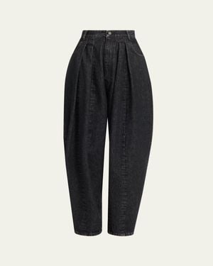 Michael Kors Courtney Pleated Cotton Denim Barrel Jeans - Black