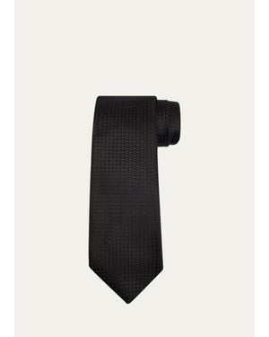Tom Ford Tonal Crosshatch Silk Tie - Black