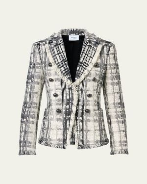 Akris Punto Fringed Boucle Tweed Double-Breasted Blazer - Multicolor
