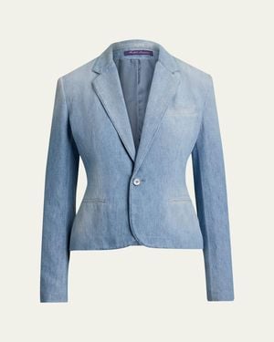 Ralph Lauren Cotton Denim Single-Breasted Jacket - Blue